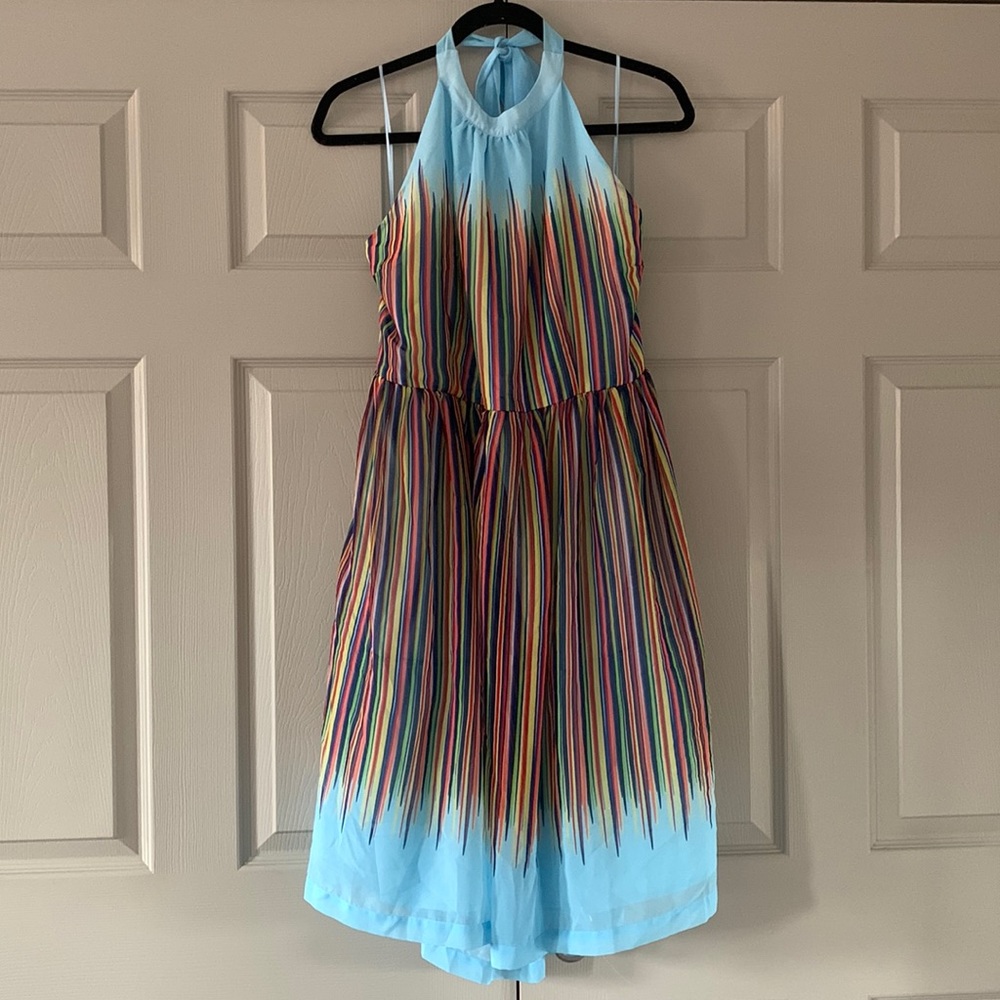 ModCloth ‘What’s the Zeal’ Rainbow Halter Dress